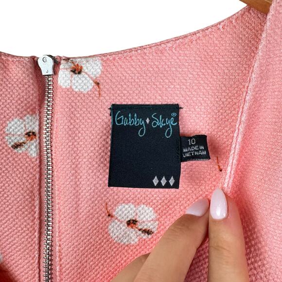 Gabby Skye NWT Salmon Pink Woven Texture Flamingo Novelty Sleeveless Dress - Picture 13 of 15